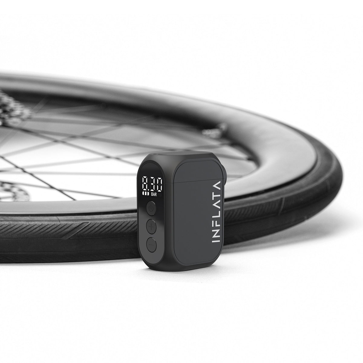 INFLATA Pro S inflating a bike tyre