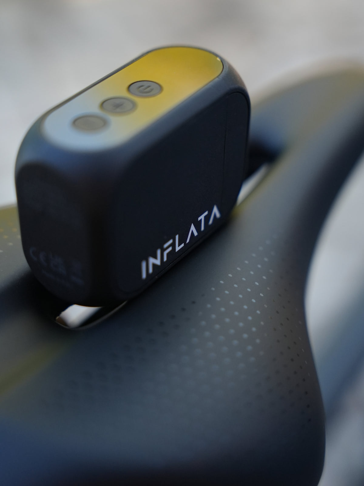 INFLATA Pro S mini pump with its digital pressure display lit
